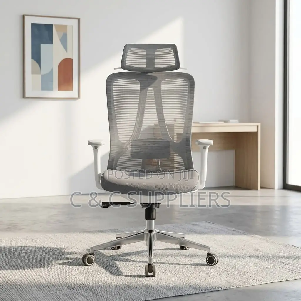 Office Chair; White Executive Orthopedic Office Chair