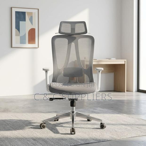 Office Chair; White Executive Orthopedic Office Chair - thumbnail 4
