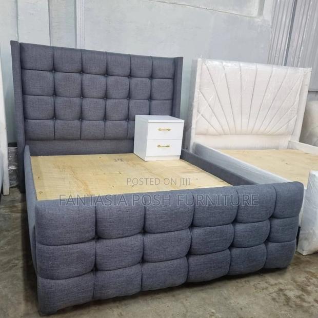Grey Bed 5 by 6 (Chesterfield) + Side Box