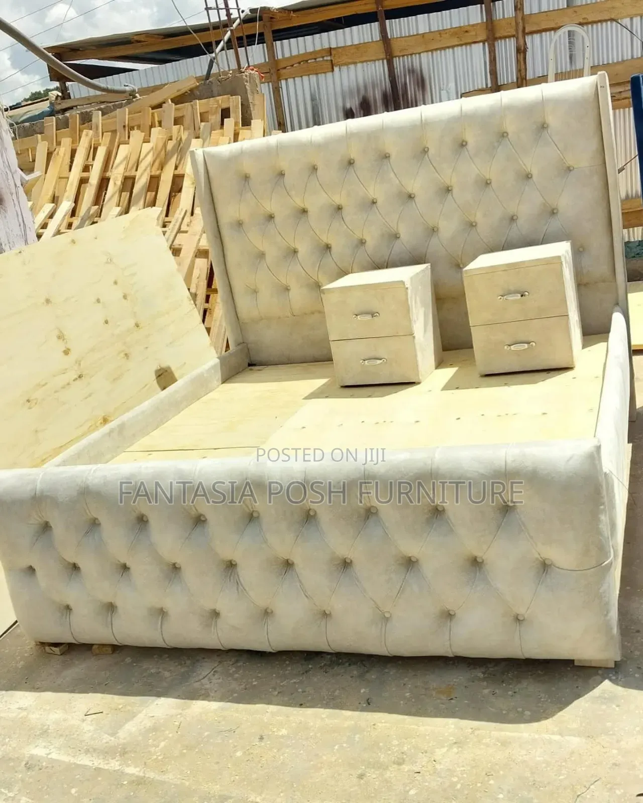 Beige Tufted Bed 5 by 6