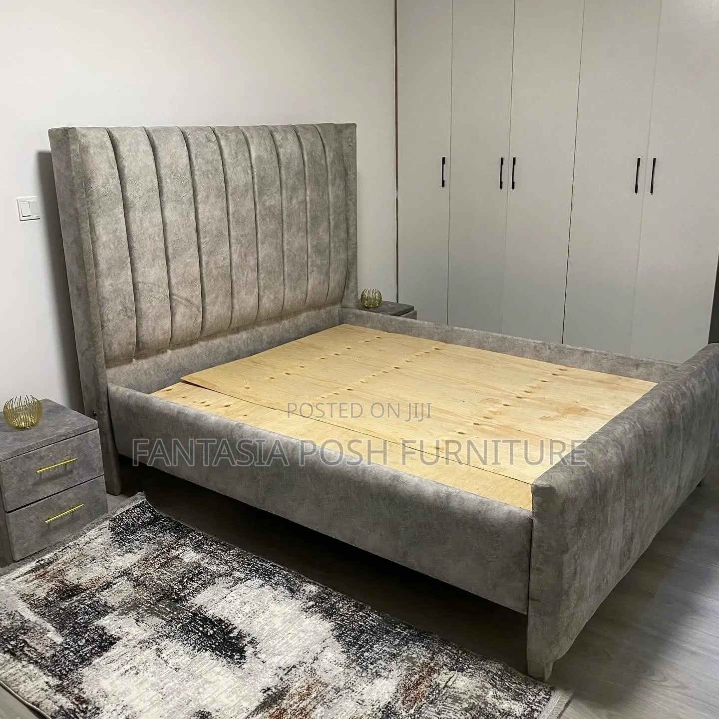 Grey Upholstered Bed 5 by 6