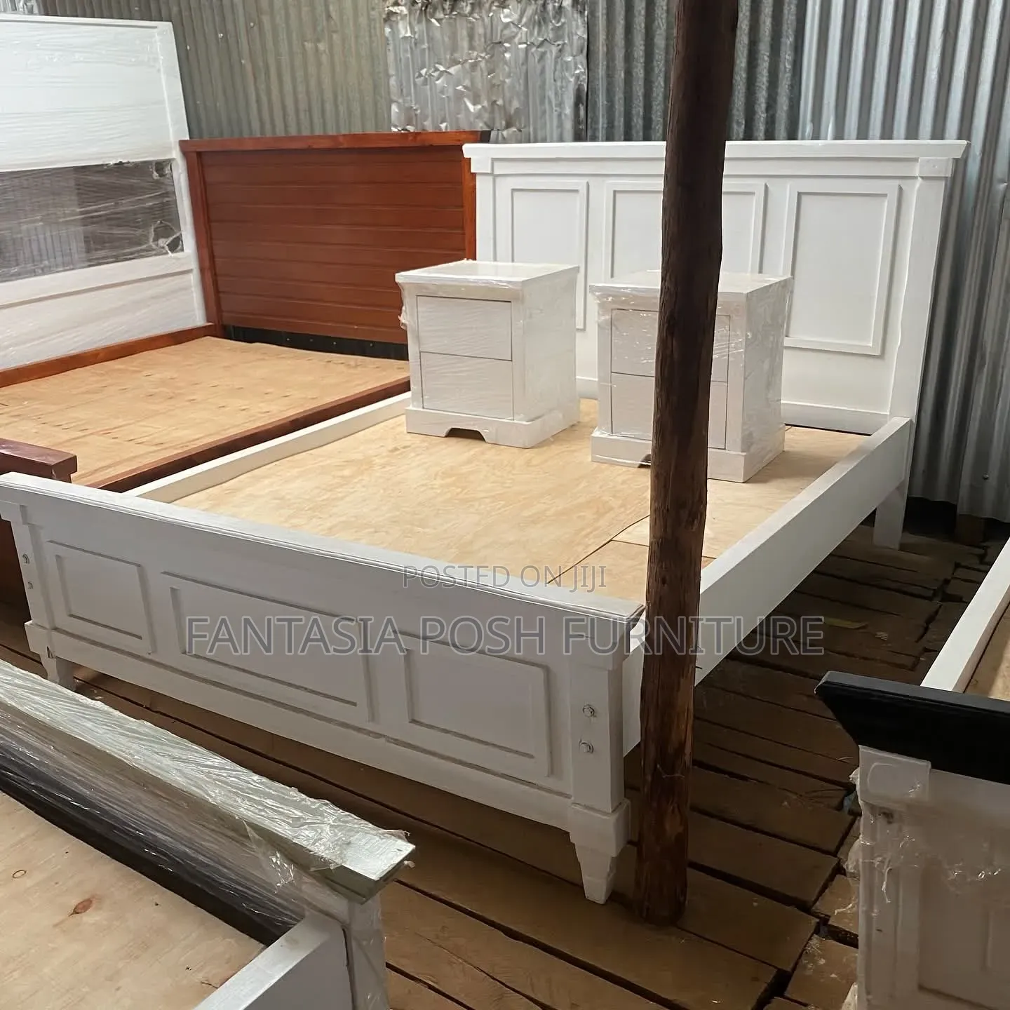 White Wooden Panel Bed Size 5 by 6