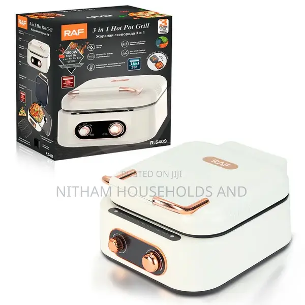 Raf R.5409 3-in-1 Electric Hot Pot BBQ Grill, Smokeless Cooker