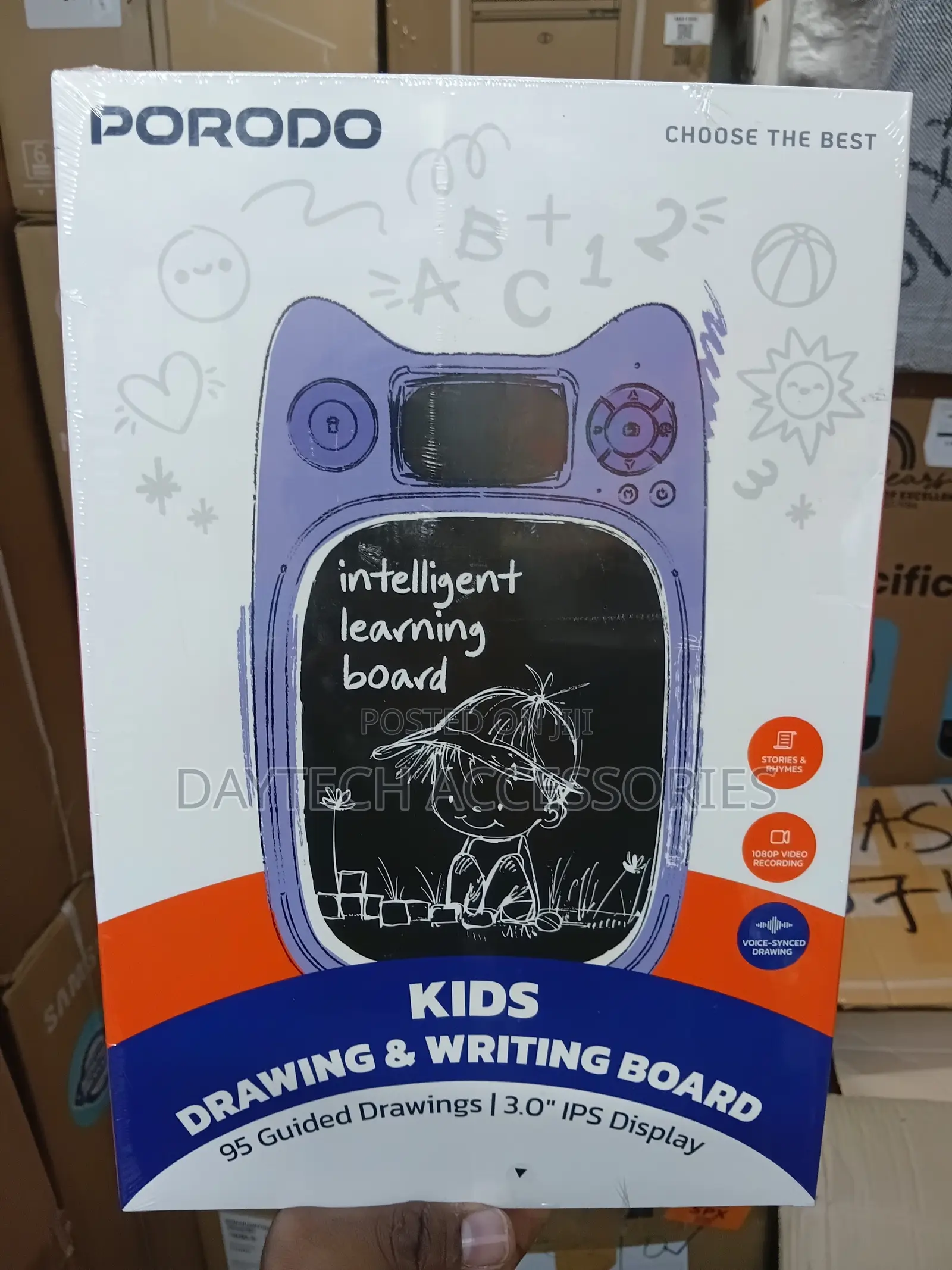 This Porodo Kids' Drawing Board 3.0" Ips Display and Drawing Guidance.