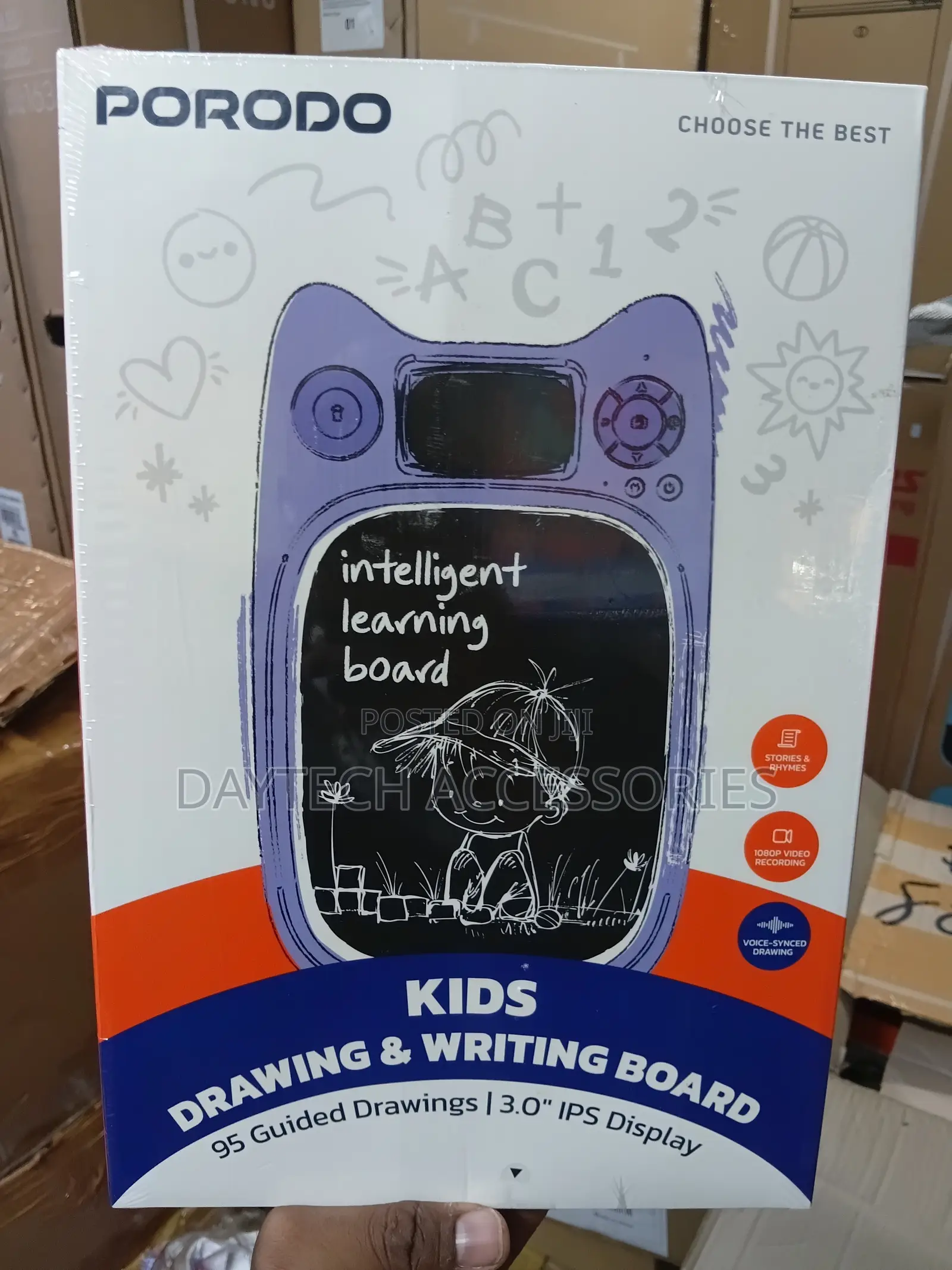 This Porodo Kids' Drawing Board 3.0" Ips Display and Drawing Guidance.