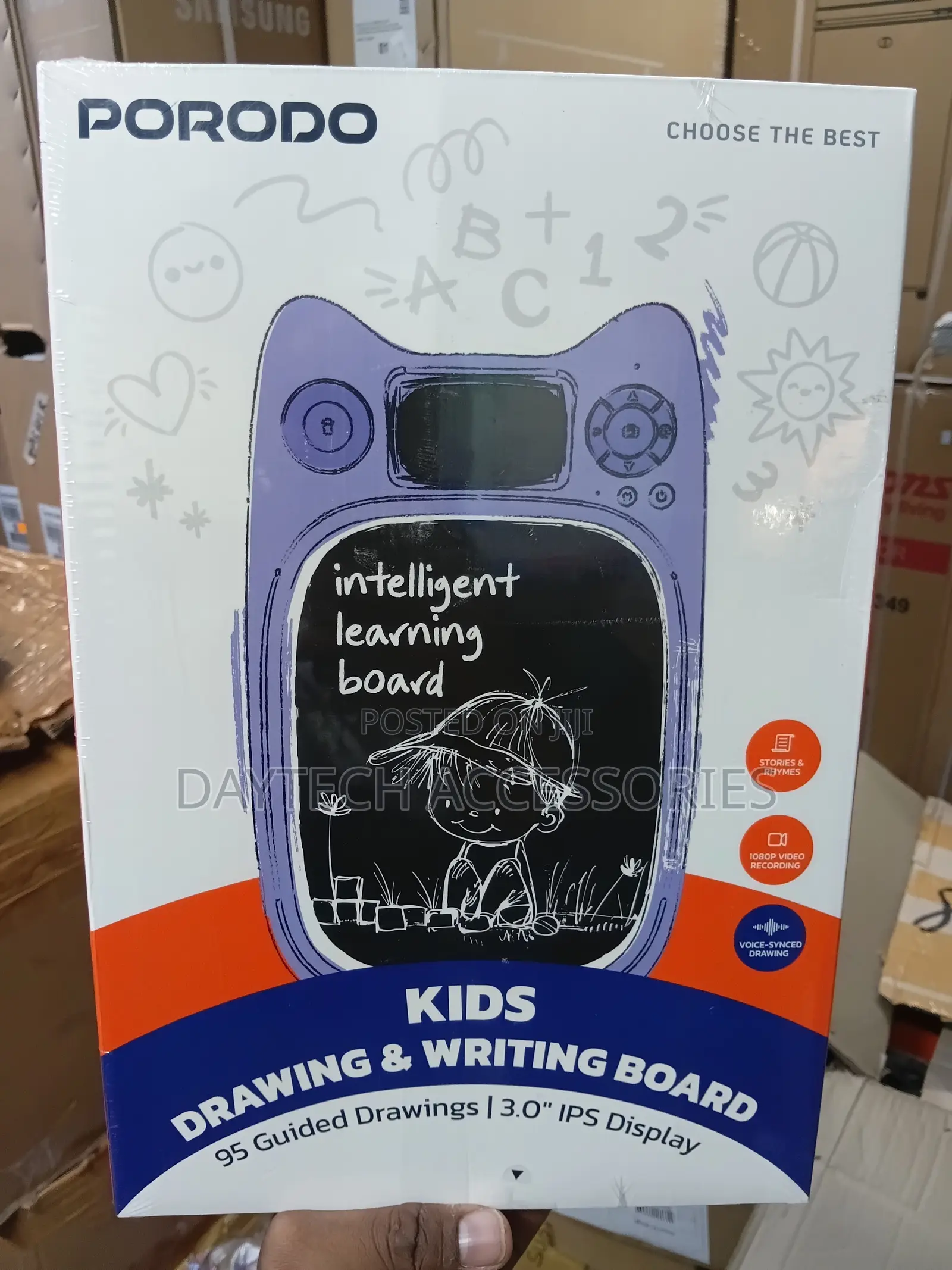 This Porodo Kids' Drawing Board 3.0" Ips Display and Drawing Guidance.