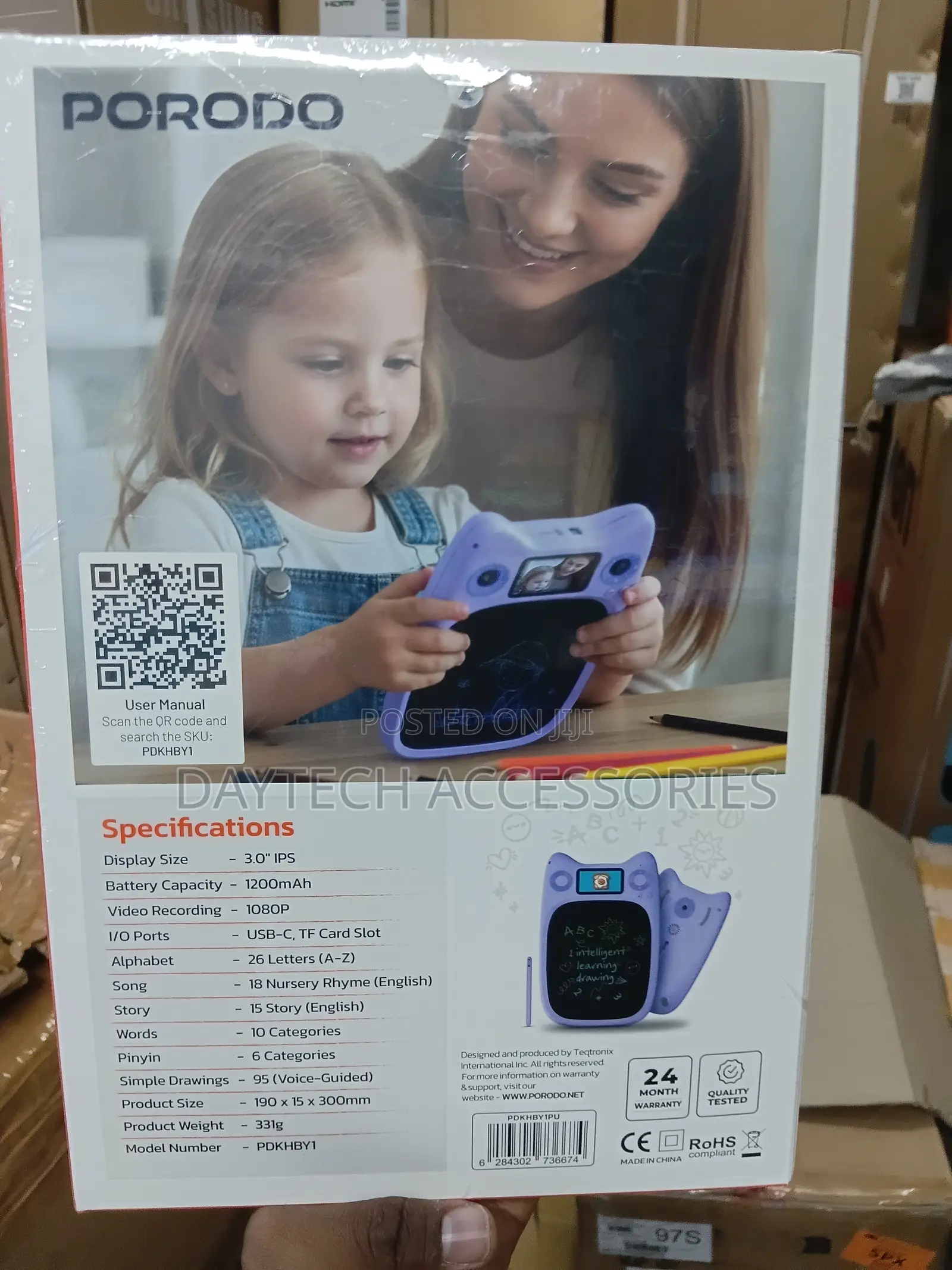 This Porodo Kids' Drawing Board 3.0" Ips Display and Drawing Guidance.