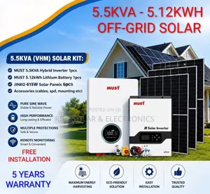5.5kva Offgrid - 5.12kwh Lithium - (6)615w Solar + Free Installation