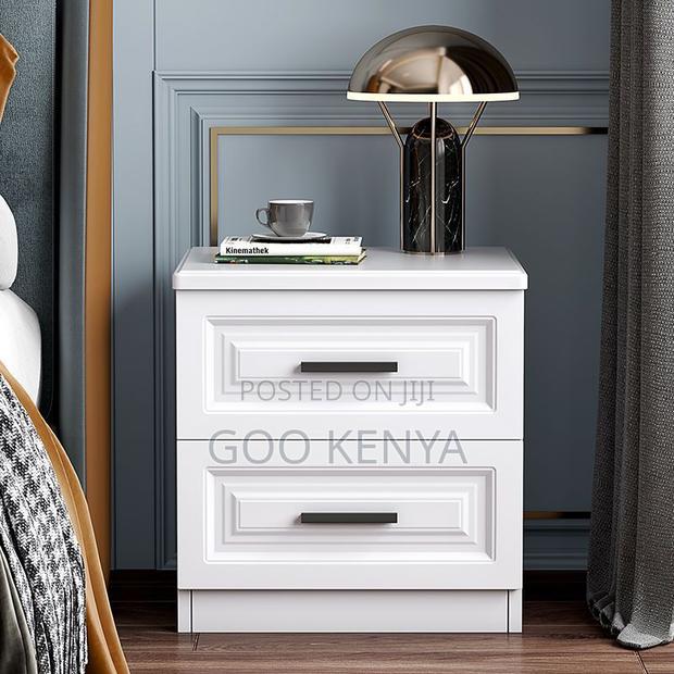 Bedside Cabinet; High-Quality White Wooden 2 Drawer Storage Unit - thumbnail 3