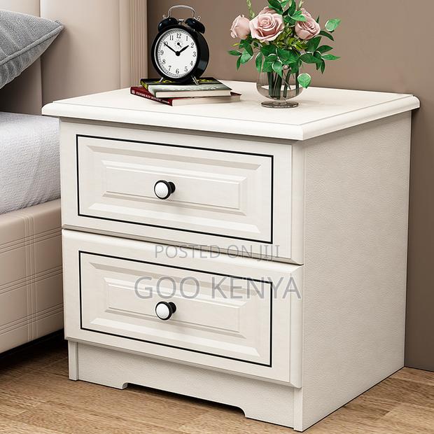 Bedside Cabinet; High-Quality White Wooden 2 Drawer Storage Unit - thumbnail 5