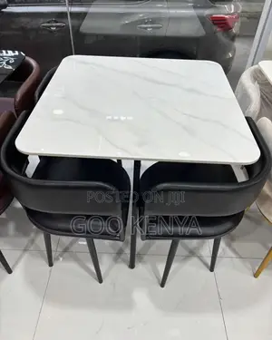 Dining Set; Premium Quality Marble Effect 4 Seater Dining Set