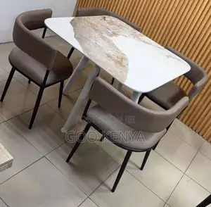 Dining Set; Premium Quality Marble Effect 4 Seater Dining Set