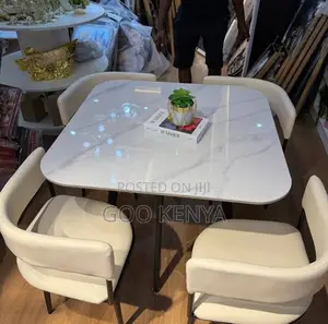 Dining Set; Premium Quality Marble Effect 4 Seater Dining Set