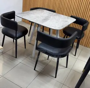 Dining Set; Premium Quality Marble Effect 4 Seater Dining Set