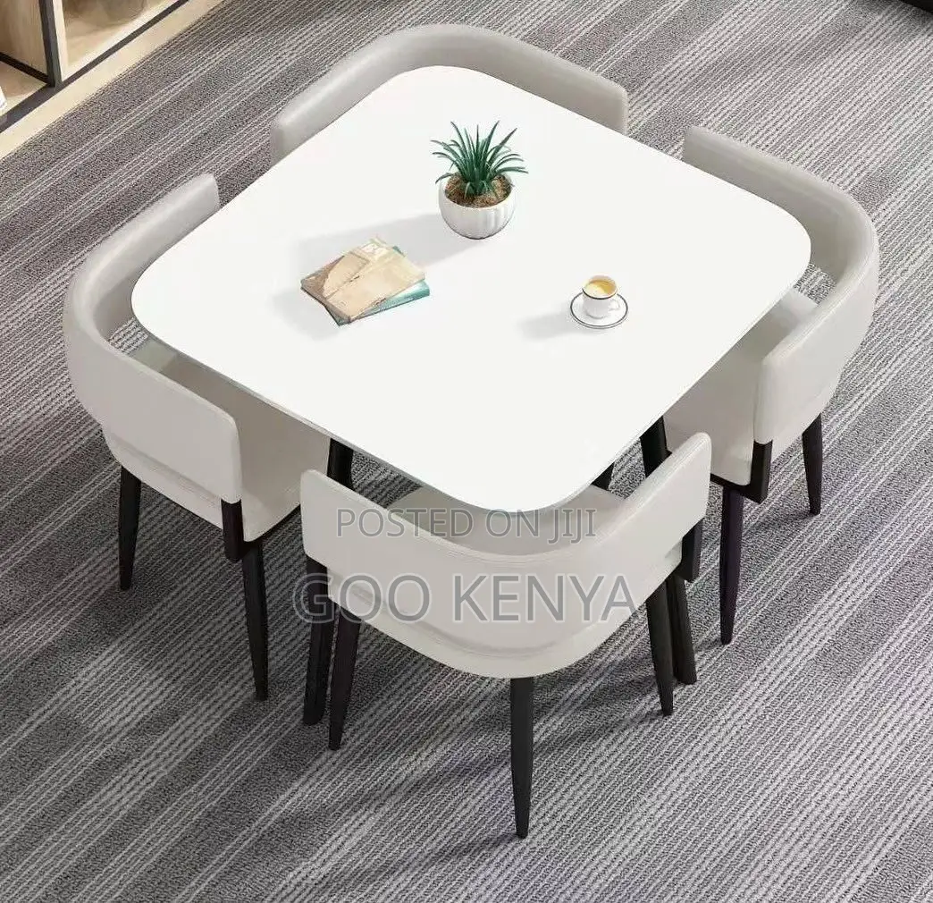 Dining Set; Premium Quality Marble Effect 4 Seater Dining Set