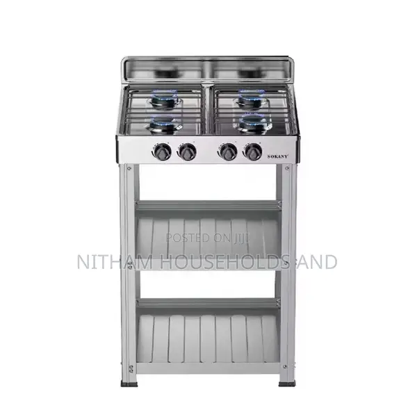 Sokany Sk-07042 4-Burner Gas Cooker Stove With Storage Rack