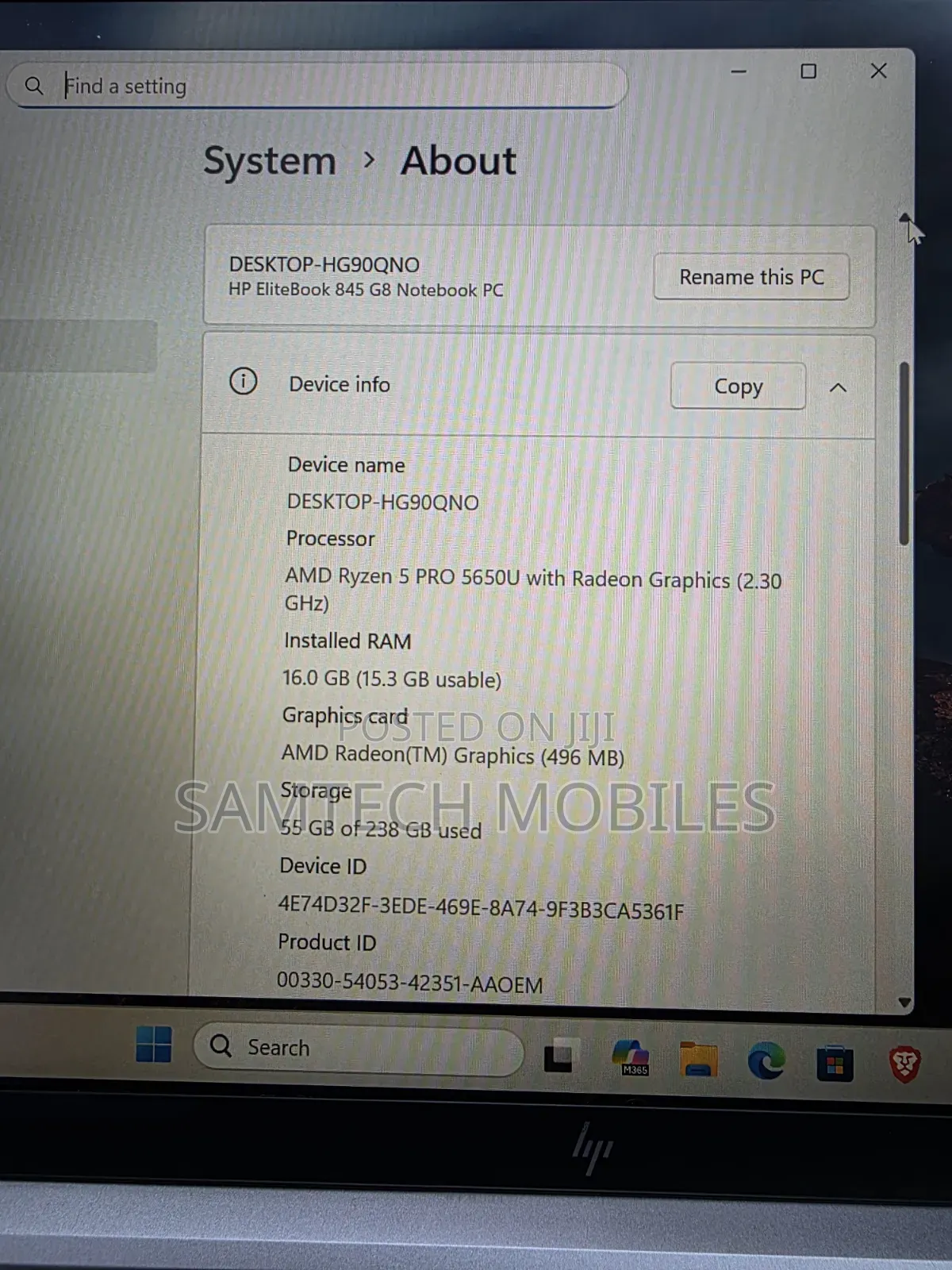 Laptop HP EliteBook 845 G8 16GB AMD Ryzen 5 SSD 256GB