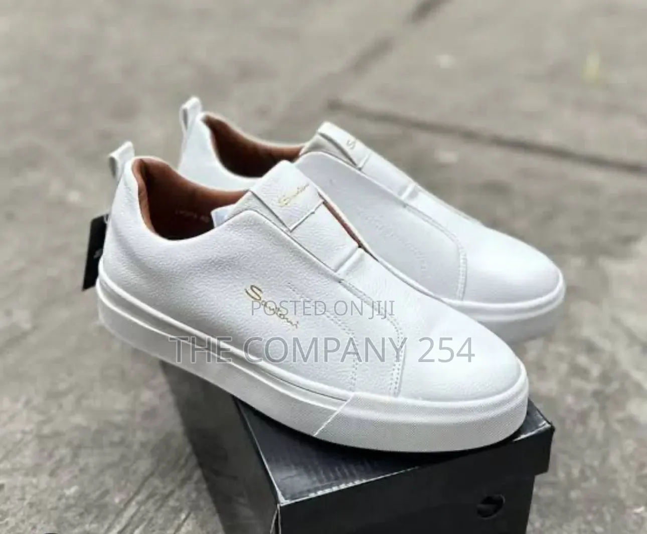 Quality Leather Casual Santoni Rubber Sole Slip on Shoes