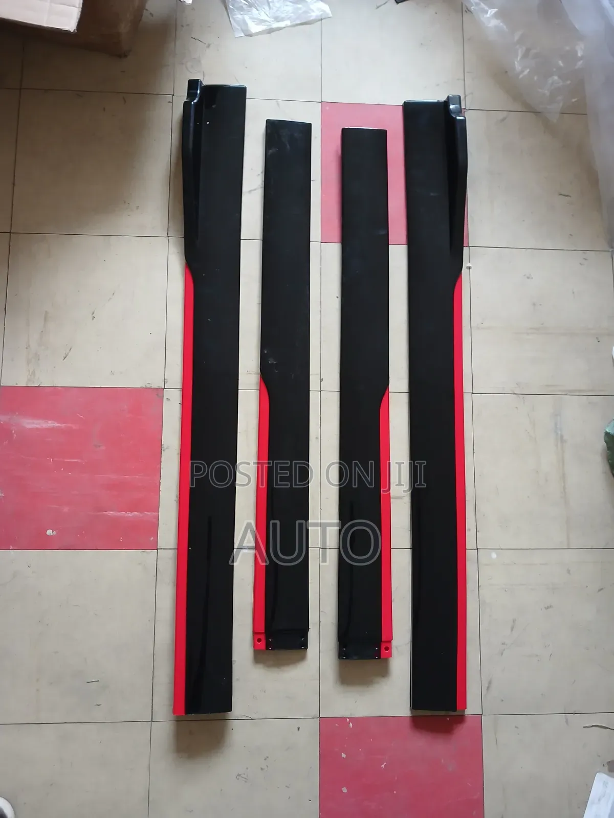 Universal Black Red Side Skirts | Racing Style Side Skirt Extensions