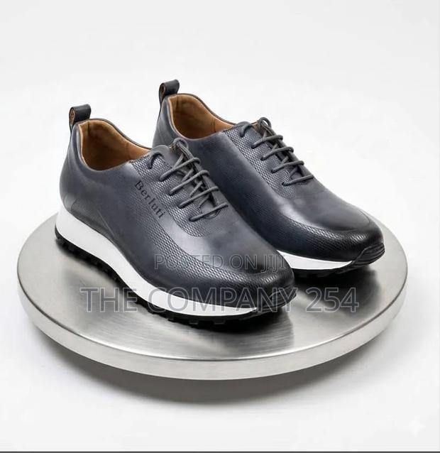 Quality Casual Leather Berluti Leather Laced Rubber Sole Shoes