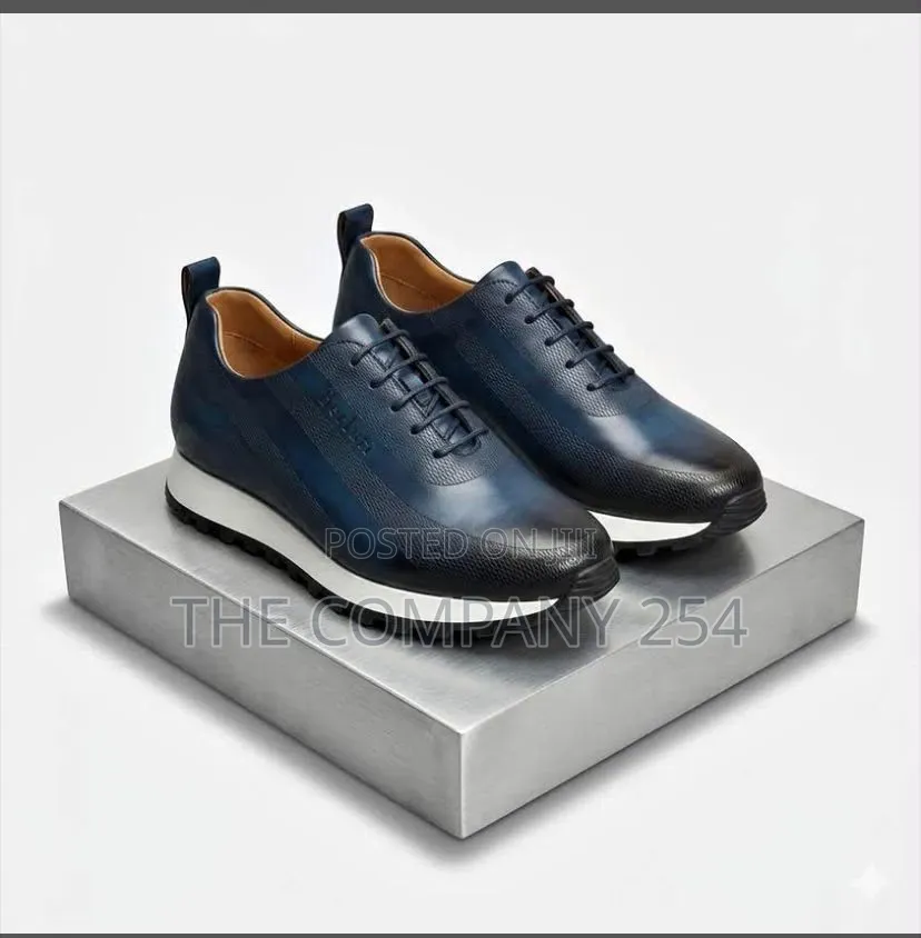 Quality Casual Leather Berluti Leather Laced Rubber Sole Shoes