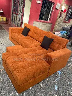 6-Seater L Seat Tufted Sofa Modern Orange Design
