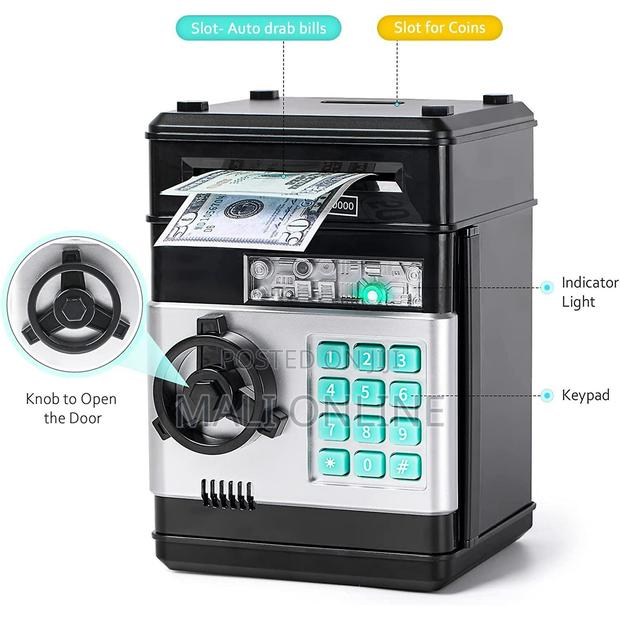 Electronic Password Piggy Bank Atm Money Saving Box Safe For Kids