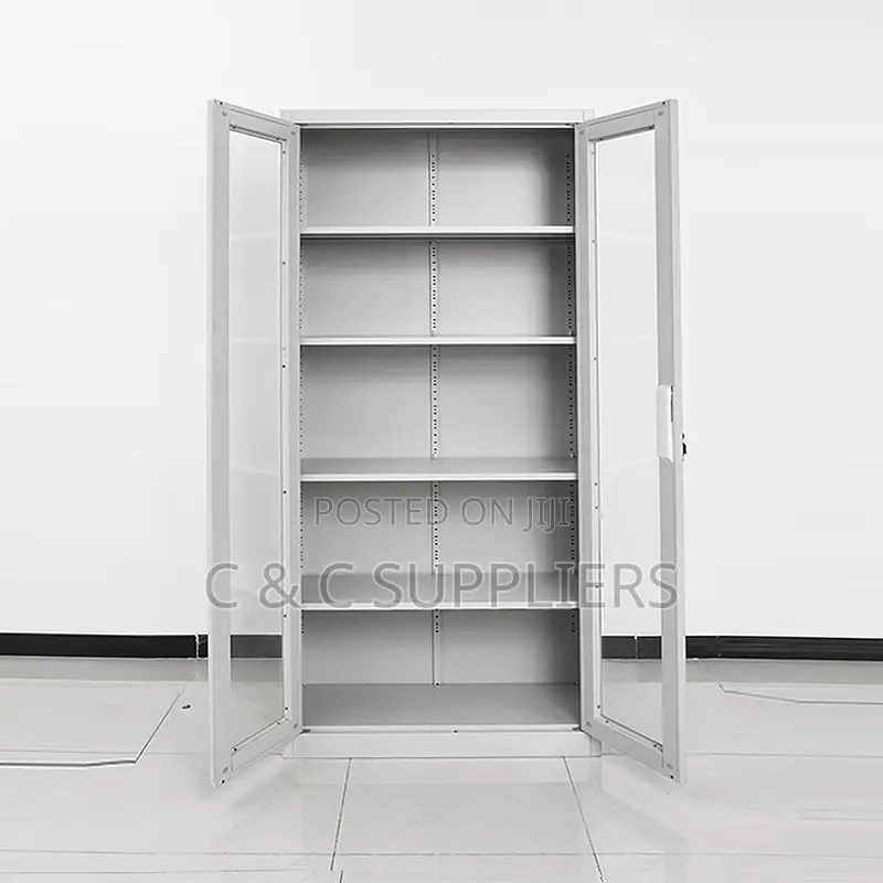 2-Door Glass Front Steel Cabinet