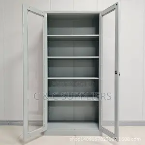 2-Door Glass Front Steel Cabinet
