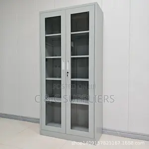 2-Door Glass Front Steel Cabinet