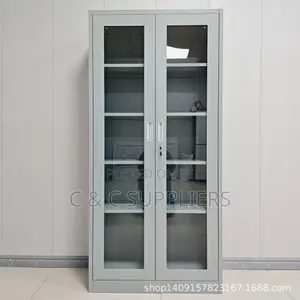 2-Door Glass Front Steel Cabinet
