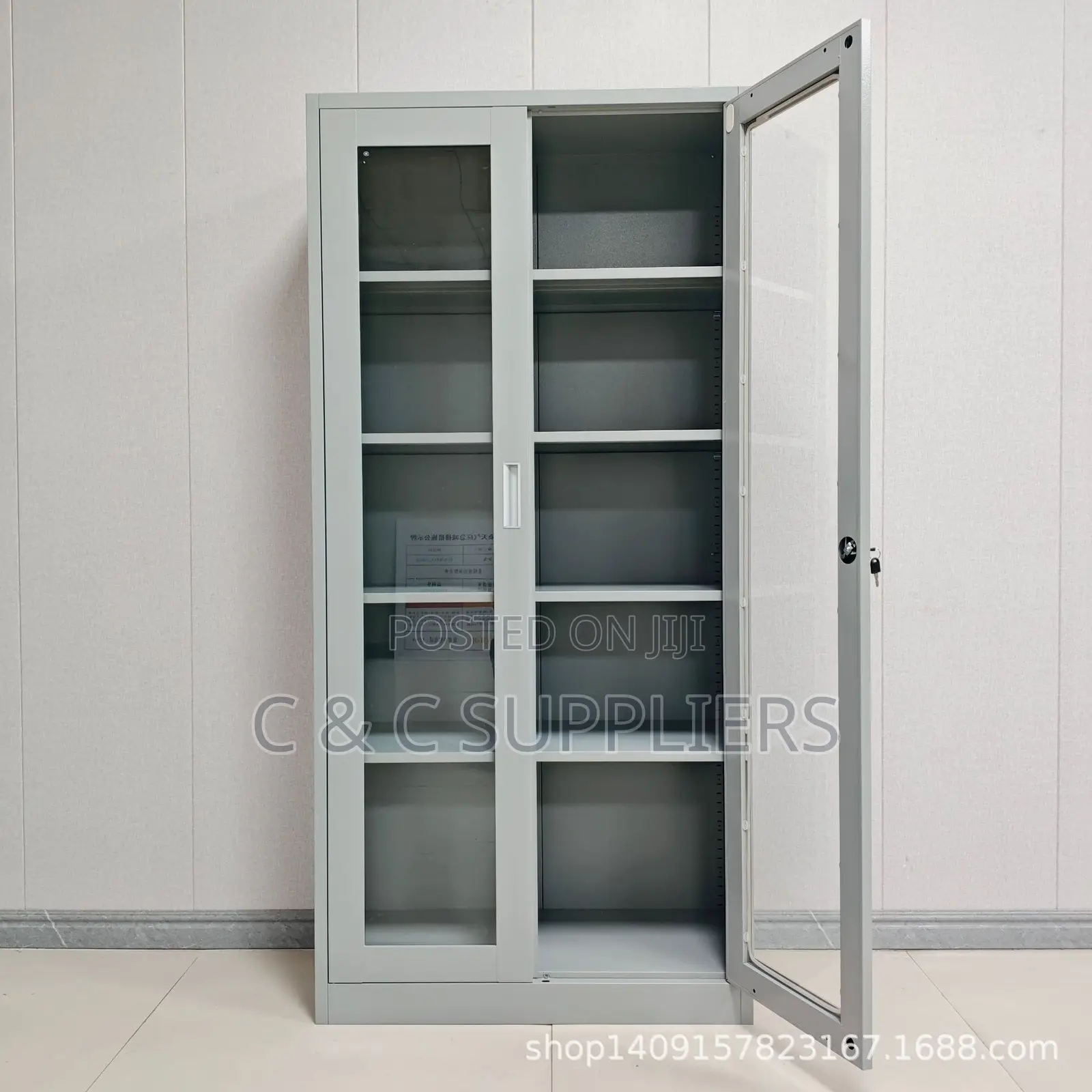 2-Door Glass Front Steel Cabinet