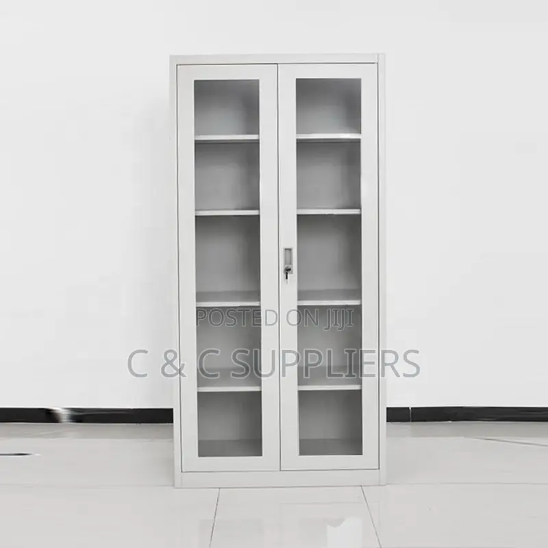 2-Door Glass Front Steel Cabinet