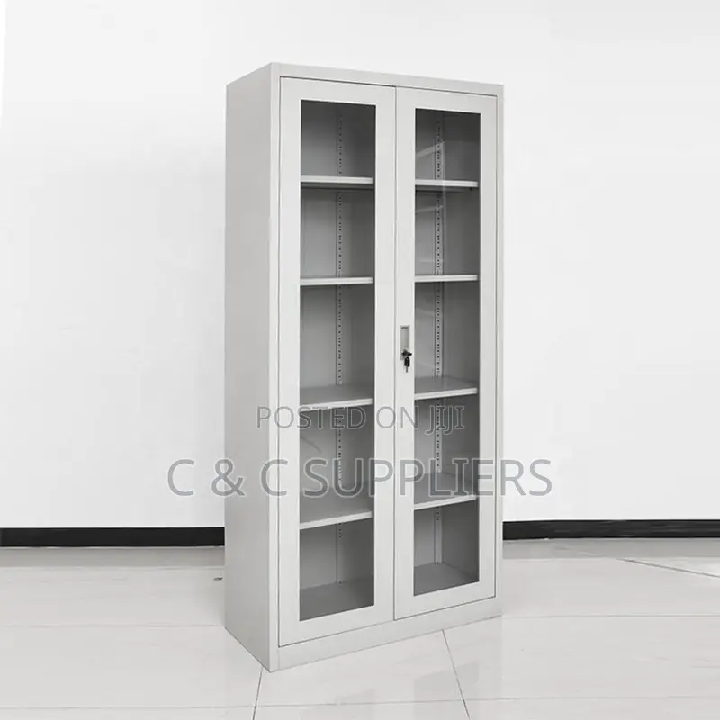 2-Door Glass Front Steel Cabinet