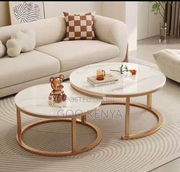 Coffee Table; Premium Modern Living Room Coffee Table With Marble Top