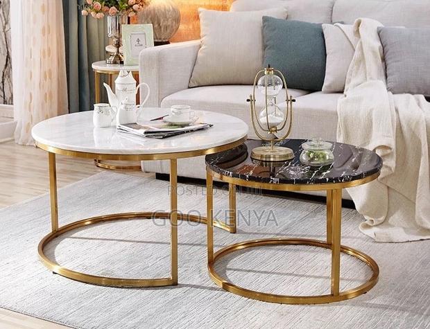Coffee Table; Premium Modern Living Room Coffee Table With Marble Top - thumbnail 5