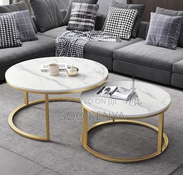 Coffee Table; Premium Modern Living Room Coffee Table With Marble Top - thumbnail 6