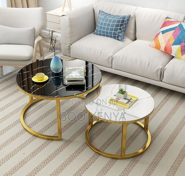 Coffee Table; Premium Modern Living Room Coffee Table With Marble Top - thumbnail 7