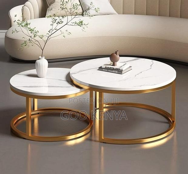 Coffee Table; Premium Modern Living Room Coffee Table With Marble Top - thumbnail 4