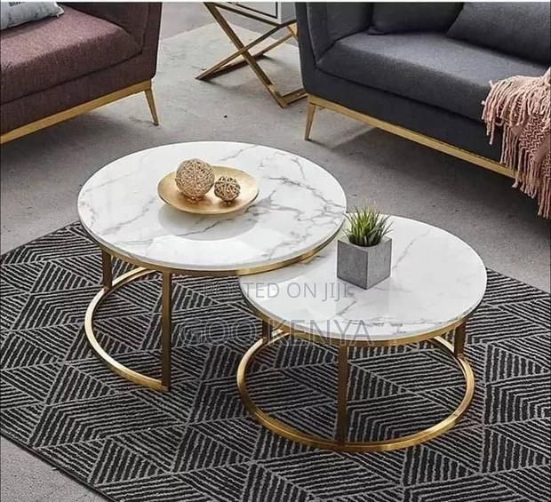 Coffee Table; Premium Modern Living Room Coffee Table With Marble Top - thumbnail 8