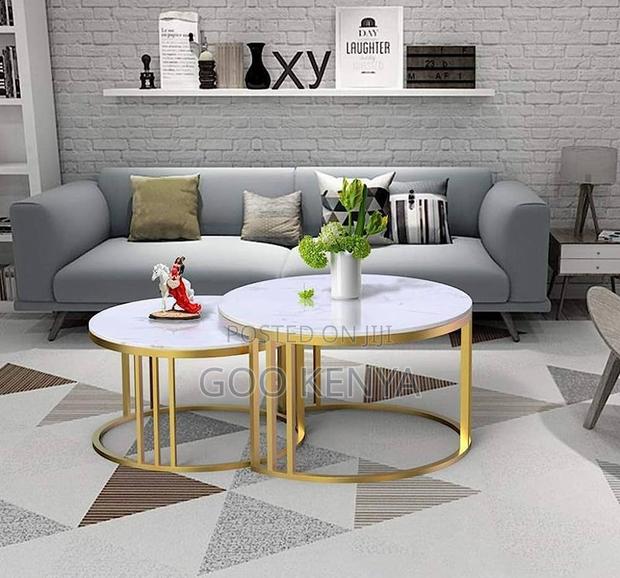Coffee Table; Premium Modern Living Room Coffee Table With Marble Top - thumbnail 9