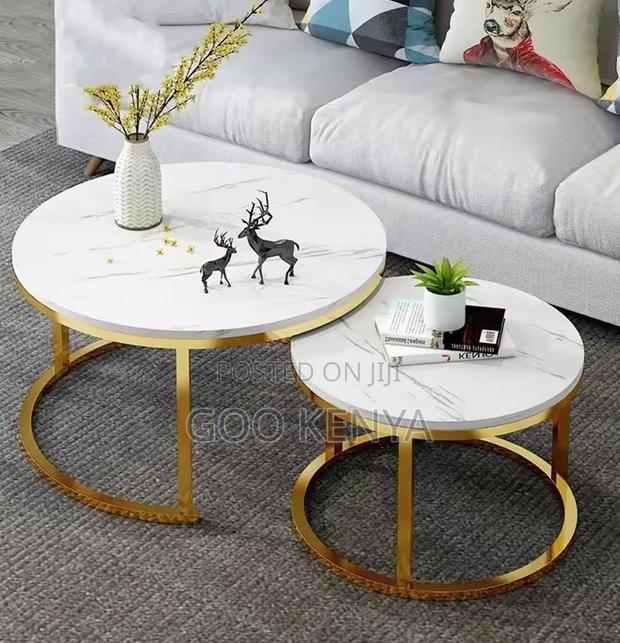 Coffee Table; Premium Modern Living Room Coffee Table With Marble Top - thumbnail 11