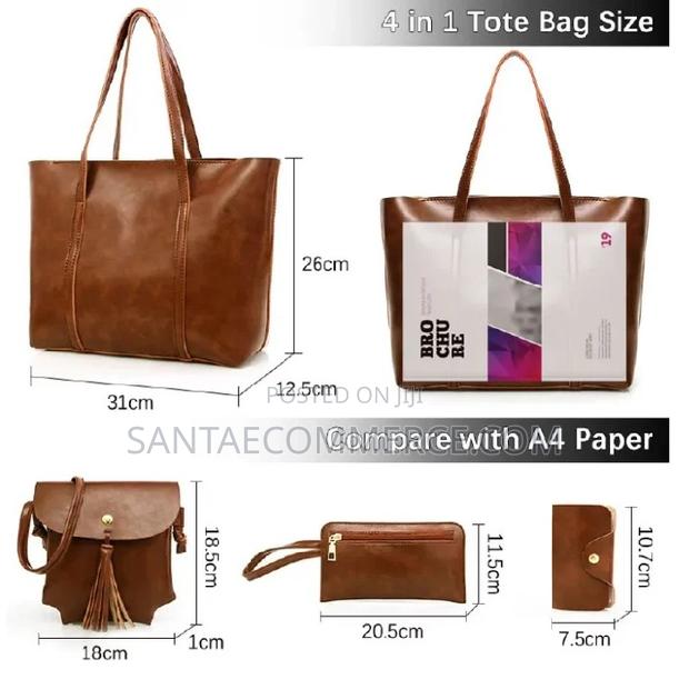 4 PCS Brown Women Shoulder and Handbag - main view