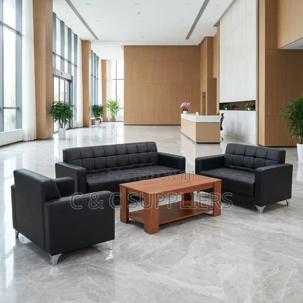 5-Seater Black Office Sofa Set