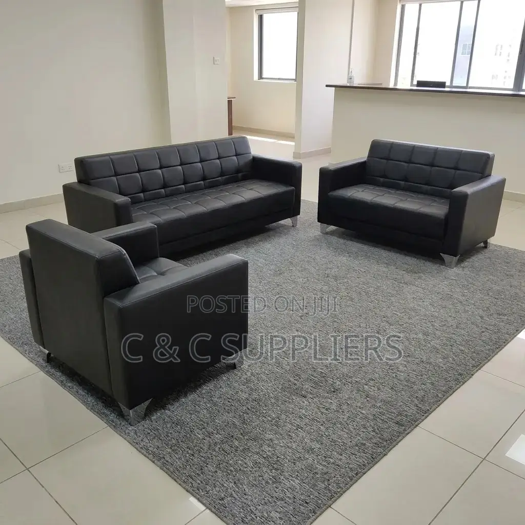 5-Seater Black Office Sofa Set