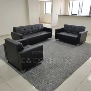 5-Seater Black Office Sofa Set