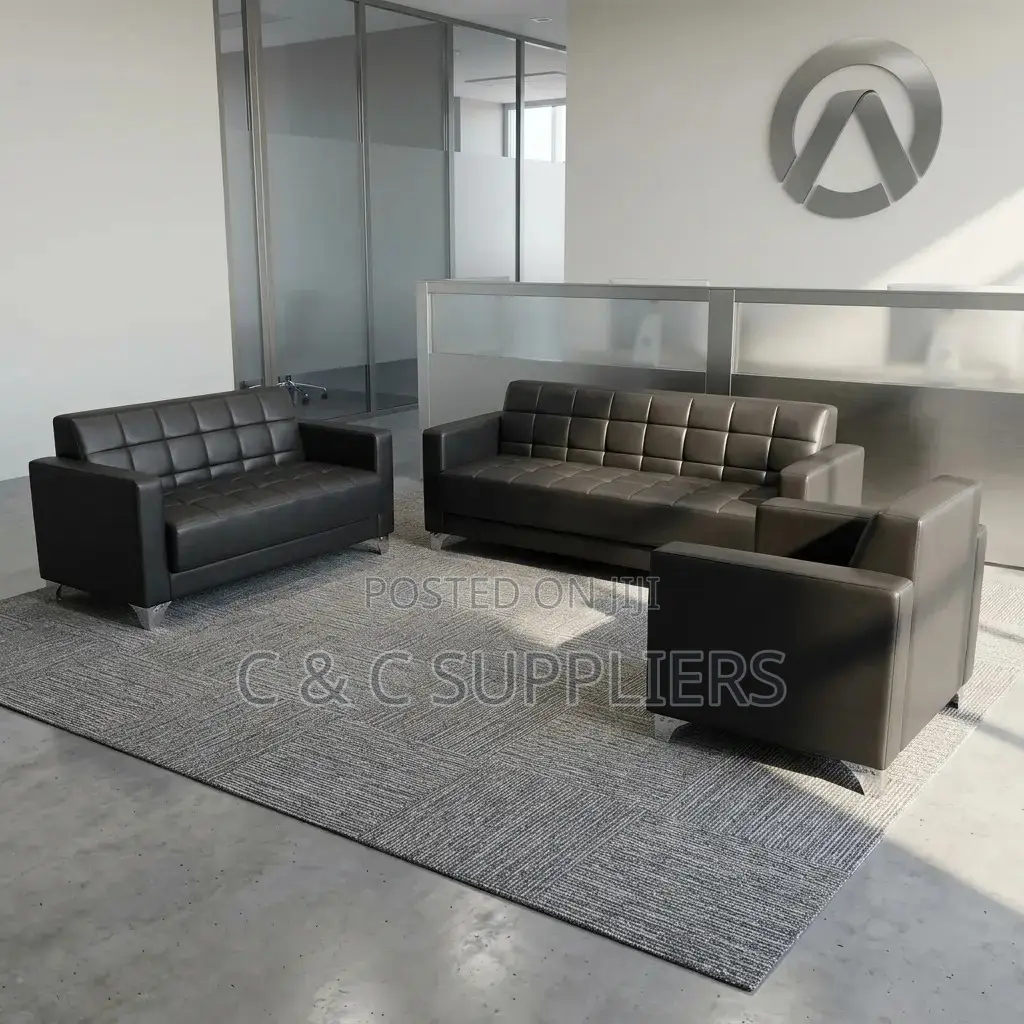 5-Seater Black Office Sofa Set