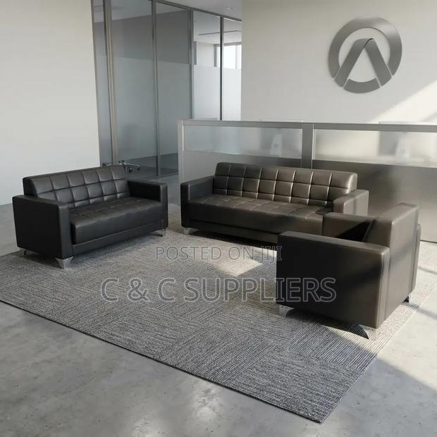 5-Seater Black Office Sofa Set - thumbnail 4