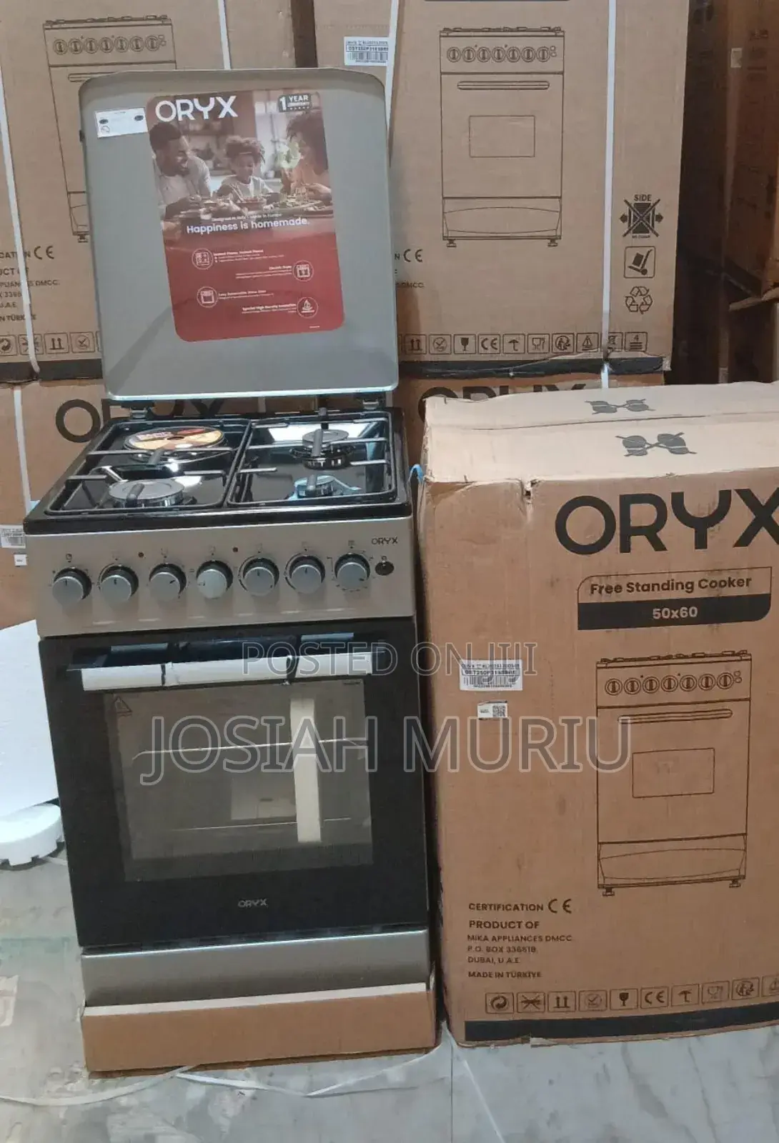 Mika Oryx Standing Cooker, 50cm X 60cm, 3 Gas Pool Jet Burners +1plate