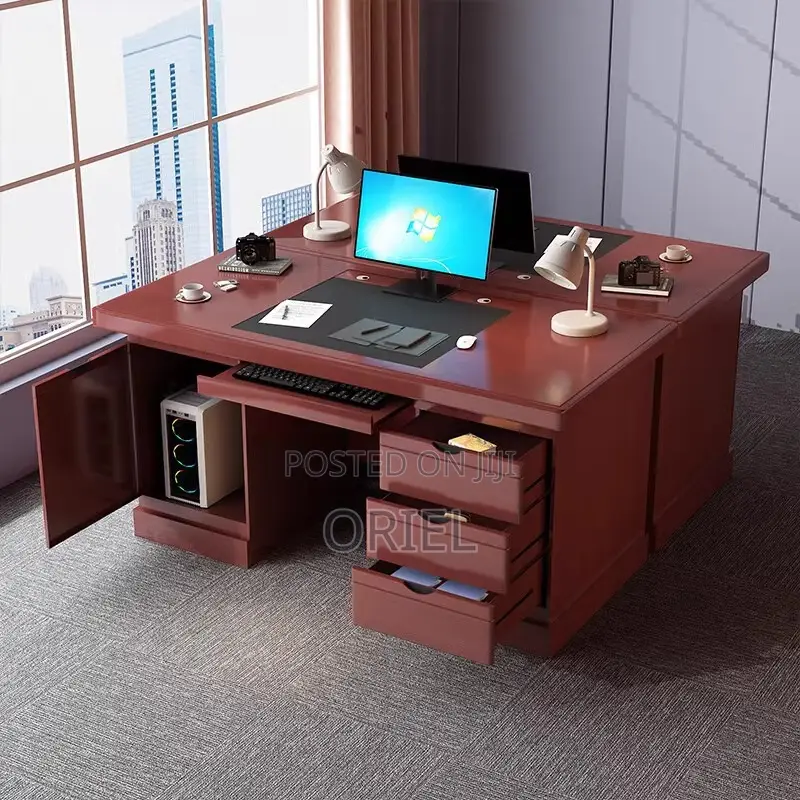 Office Desk : Executive Mahogany Office Desk With Drawers